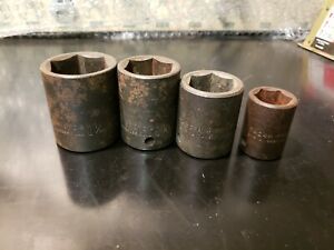 Proto professional 1/2&#034; dr 6pt impact socket lot set 3/4 1 1-1/16 1-1/4 USA made