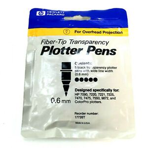 HP Fiber-Tip Transparency Plotter Pens 5-Pack .6mm Black # 17726T For Overhead