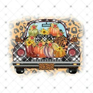 Leopard Car Pumpkins Sublimation Transfer, Ready to Press, Pumpkins, Fall