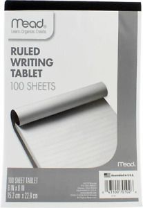 Mead Ruled Writing Tablet, 100-Sheets, 6&#034; x 9&#034; Pack of 6