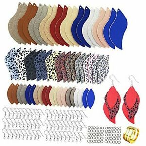 181 Pcs Leaf Faux Leather Earrings Making Kit for Beginner, Contains Cheetah