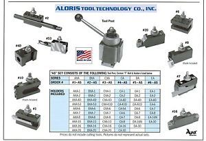 Aloris CA Quick Change Lathe Tool Post +10 Holder Set #4-AS