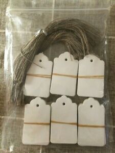 150 white Paper tags with string