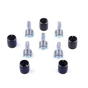 Rotary Encoder Code Switch Digital Potentiometer with Push Button 5 Pins &amp; Knops