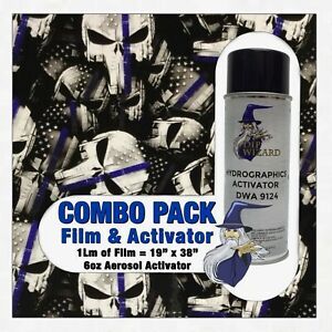hydrographic film / activator Blue Line Tactical Skulls hydro dip dipping wizard