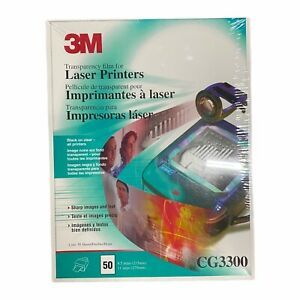 Vintage 3M Transparency Film for use with Laser Printers 50 Sheets 8.5x11 CG3300