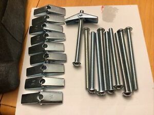 Toggle Bolts, 3/8  x 5 Inch Lot Of 10 Flat Head Round Head Free Shipping
