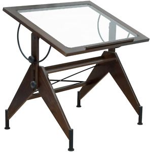 Studio Designs Aries Tilting Glass Top Table, Dark Walnut