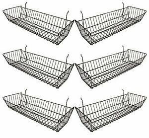 - Black Multi-fit Double Sloping Wire Basket for Slatwall, Pegboard or