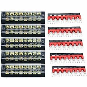 URBEST - Bloque de terminales tira de barrera paquete de 5 doble fila 600 V 2...