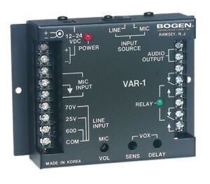 Bogen VAR1 Voice Activated Relay Trigger Threshold Adjustment Light Indicator