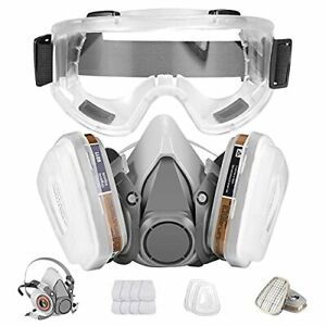 Respirator MaskHalf Facepiece Gas Mask with Safety Glasses Reusable Professio...