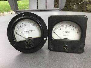 Vintage Simpson Electric Amperes DC Panel Gauge Marion Electrical DC Milliampere