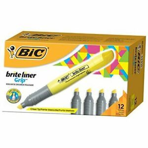 Brite Liner Highlighter, Tank Style, Chisel Tip, Box of 12 12 Count Yellow