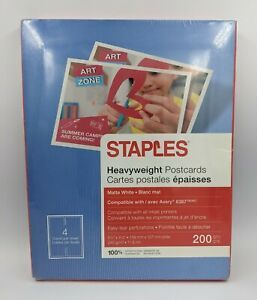 Staples Inkjet Postcards 5 1/2&#034; x 4 1/4&#034; Matte 200/Pack 610400