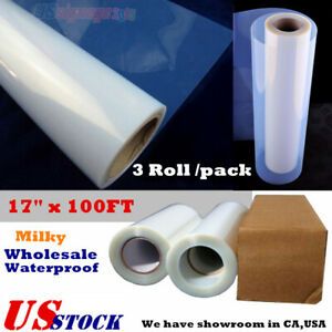 3Rolls 17&#034;x100FT Waterproof Inkjet Milky Transparency Film Screen Printing Film