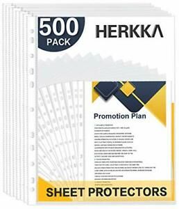 Sheet Protectors, HERKKA 500 Pack Upgrade Clear Plastic Page (500 PACK)