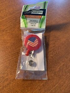 ID Identification Badge Holder Reel US Flag With Shirt/Belt Clip Extends 30”