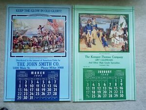 Vintage Keep The Glow In Old Glory! &amp; Birth Of The American Navy Calendar Lot