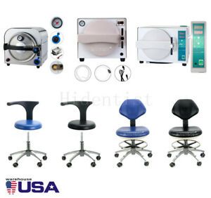 Dental 14L/18L Medical Lab Autoclave Steam Sterilizer+Adjustable Mobile Chairs
