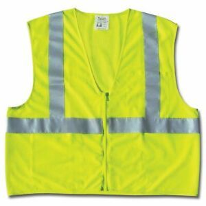 River City Class 2 Reflective Mesh Safety Vest with Pockets, Yellow/Lime- Medium