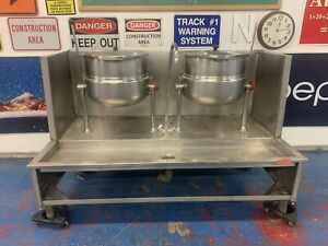 Cleveland SD-1600-K101 Dual 12-Gallon Tilt Steam Kettle w/ Sink &amp; Stand