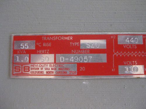 DRS Power &amp; Control Power Transformer 42-1459-3  SB Hevi-Duty Electric 1 kva htf