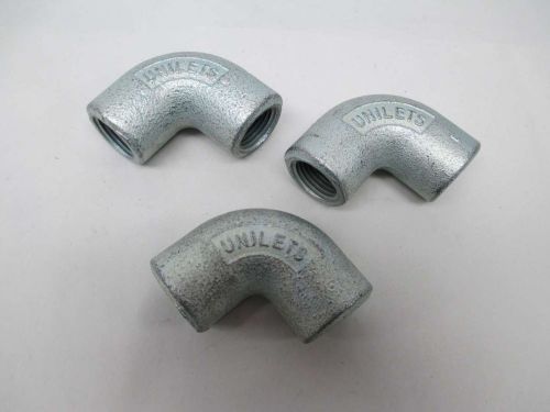 Lot 3 new appleton lf90-50 unilet 1/2in npt 90 deg elbow fitting iron d339633 for sale