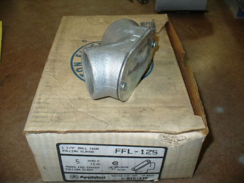 New 1-1/4 mall iron pulling elbow lot of 5 elbows appleton ffl-125. for sale