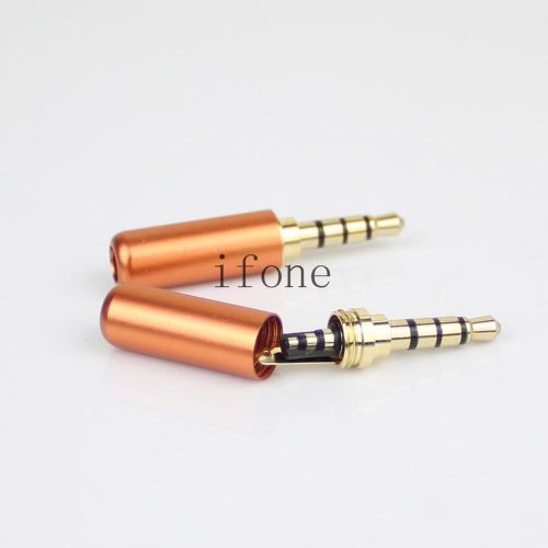 New 3.5mm 4 pole male repair headphone jack plug metal audio soldering orange for sale