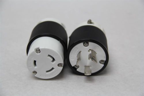 2 woodhead turnex male/female industrial twist-lock plugs l6-30p/l6-30r for sale