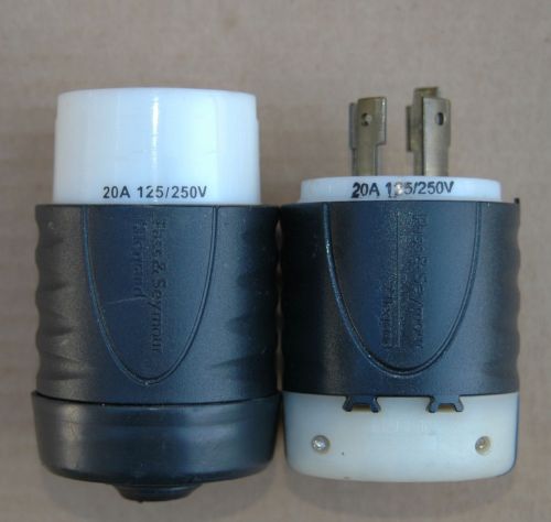 3? male female plug 20a 125/250v twist 4 prong phase set lot l1420 pass seymour for sale