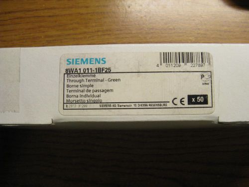 Siemens 8wa1 011-1bf25 green terminal blocks, 1 full box of 50 pcs, new! cheap!! for sale