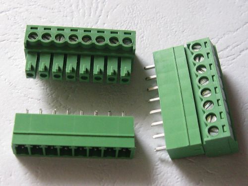 20 pcs 8 pin 3.81mm screw terminal block connector pluggable type green straight for sale