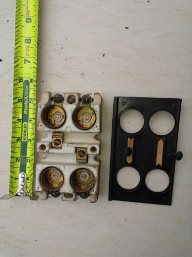 Vintage Bryant 30 Amp fuse block &amp; cover antique 2 fused circuits/fused neutrals