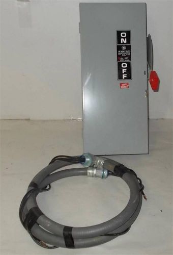 Th3362 ge heavy duty 600v 60 amp 50 hp safety switch(fused) model 10 used for sale