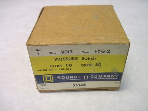 Square-D 9013 FYG-2 Pressure Switch Close 60 Open 80***New/Old Stock** Pumptrol
