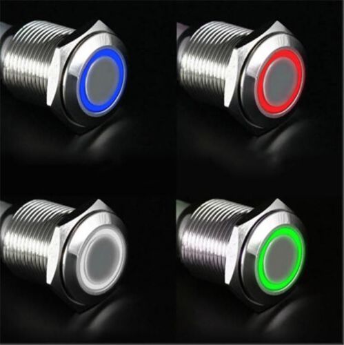 12v 16mm car boat diy push power button led angel eye switch latching metal hot for sale