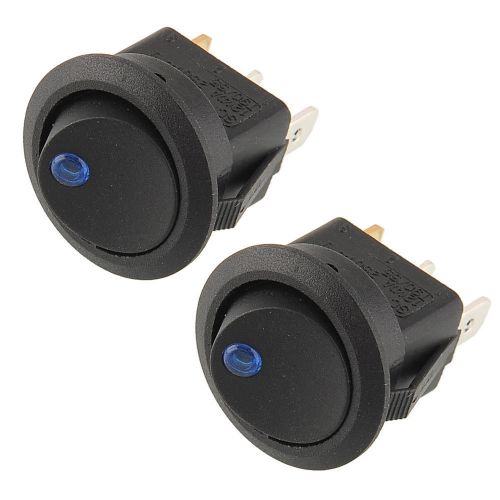2pcs blue led lighted dot round rocker switch 3pin 19mm toggle car boat vehicle for sale