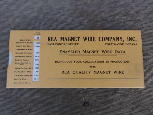 Vintage REA Magnet Wire Company Enameled Magnet Wire Data Calculator Slide Rule