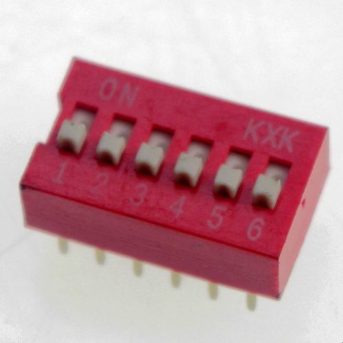 10 x DIP Switch 6 Positions 2.54mm Pitch Through Hole Silver Top Actuated Slide