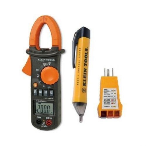Klein Tools CL100VP 3-Piece Clamp Meter Voltage Tester Electrician Tool Kit Set