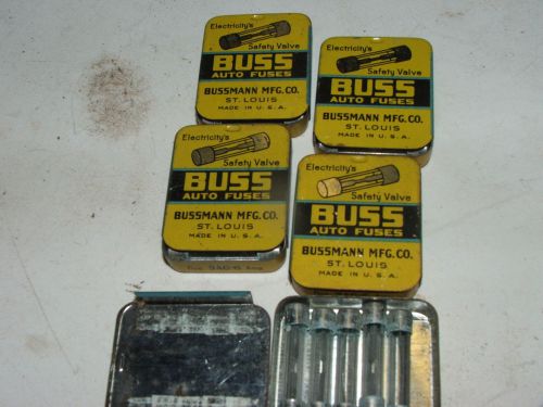BUSS GLASS TUBE Auto FUSES 34 FUSES IN 3 TINs: various  Amps; Fast Shipping