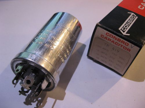 Qty 1 electrolytic capacitor 100uf 10uf 20uf conbro tp-419 4 section - nos for sale