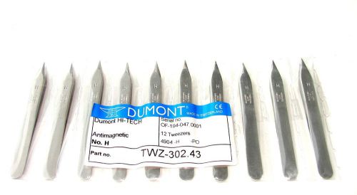 Original Dumont High Tech Tweezers Stainless Anti Magnetic No: H Set of 10 pcs