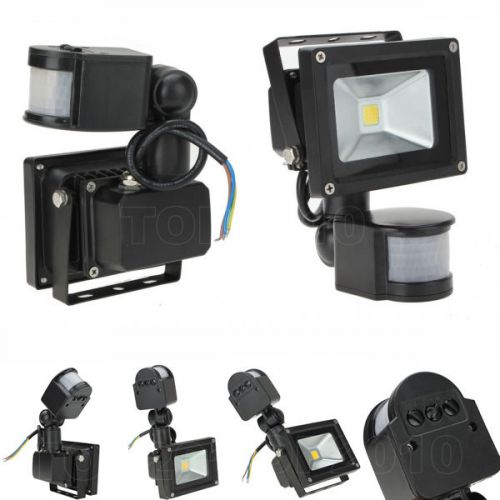 10W Cool White LED PIR Motion Sensor Outdoor floodLight Spotlight 85-265V
