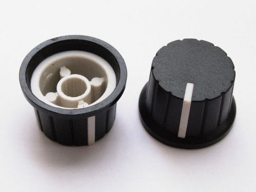 50pcs plastic knobs volume tone control knob 15mmx24mm black&amp;white for sale