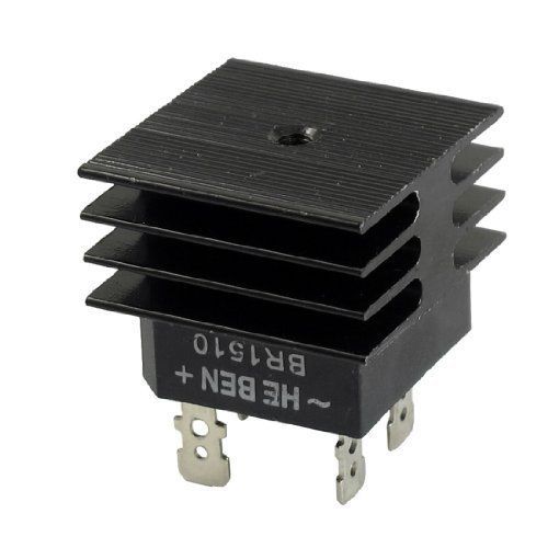 Br1510 15a 1kv single phase bridge rectifier half-wave black w heatsink for sale