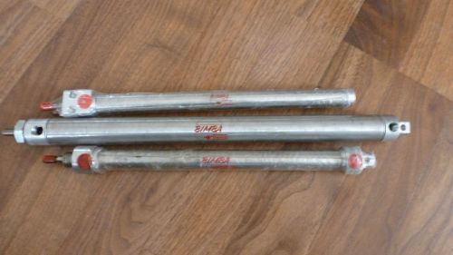 LOT OF 3 BIMBA PNEUMATIC CYLINDERS  2 are NOS, 1 is used see desc.(Stage Props )