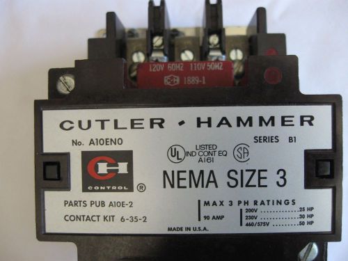 Cutler-Hammer USA Size 3 Starter A10ENO Series B1 120V Coil-Excellent